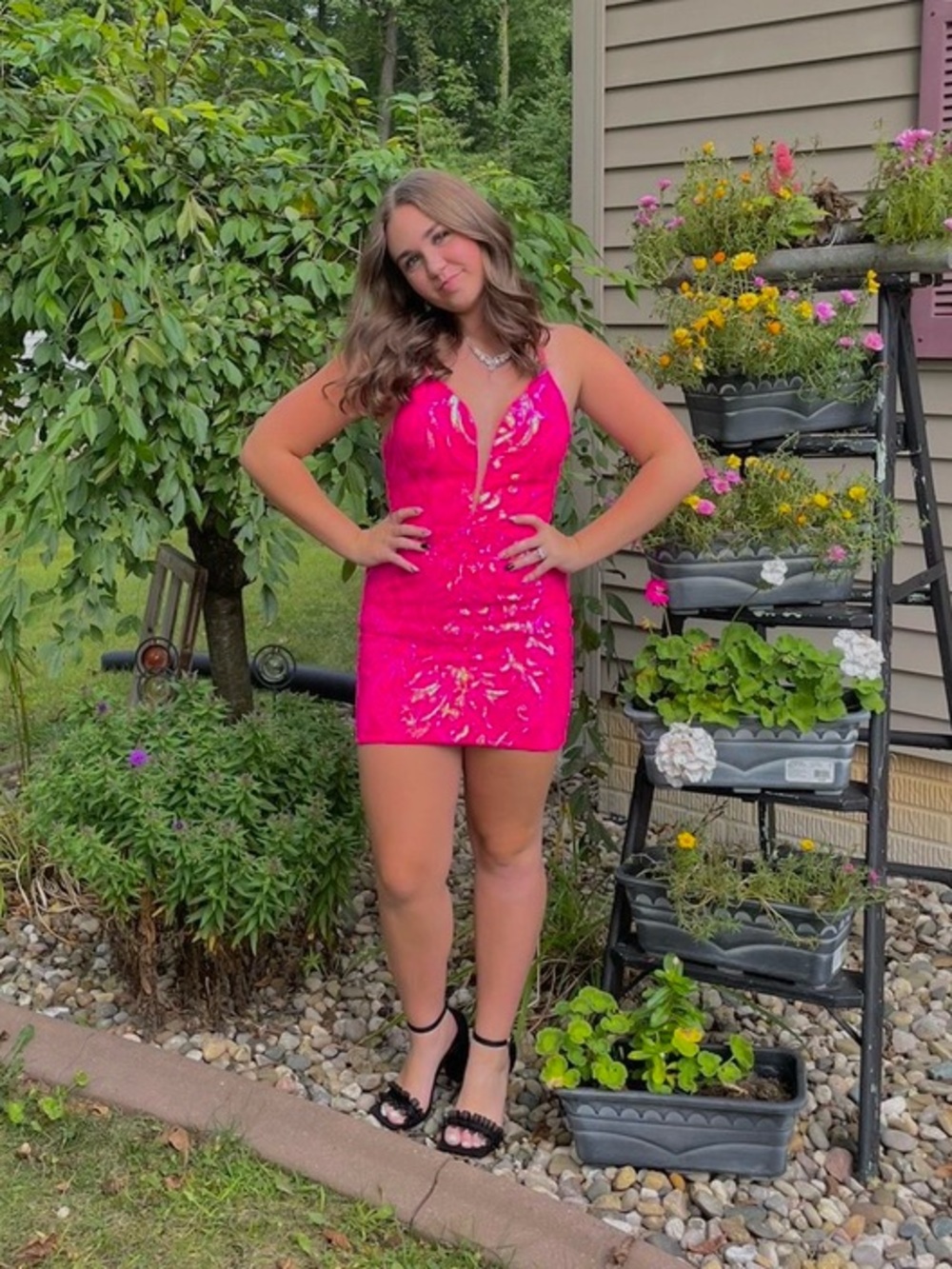 Hot Pink Sequin Mini Dress - Women's Party Dress